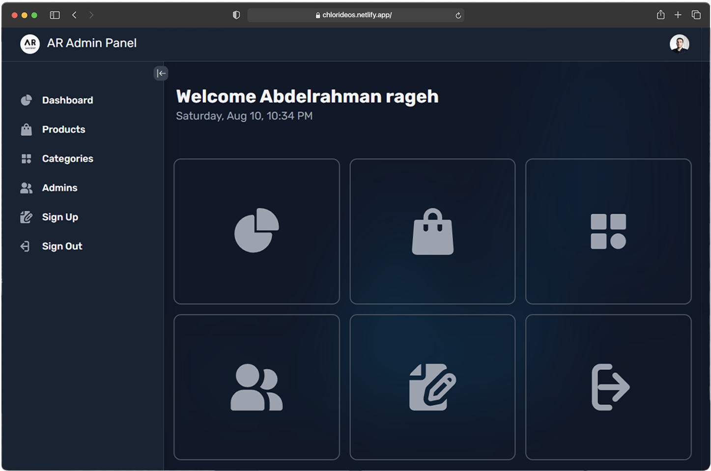 Ar Gallery - Admin Panel tablet image